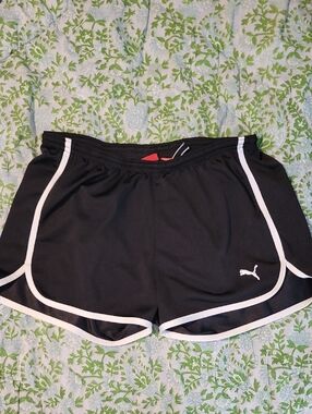 Puma Black Athletic Shorts with White Piping